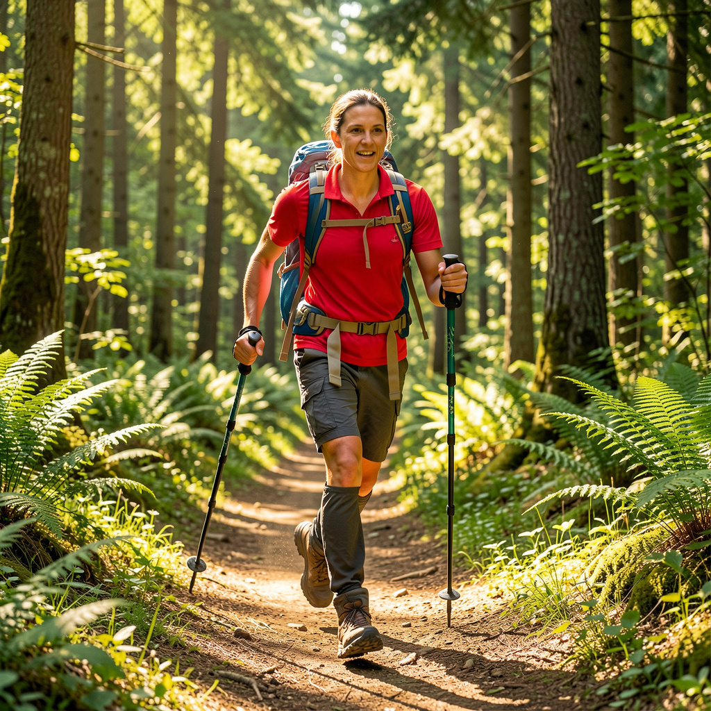Active person hiking in nature with vibrant energy
